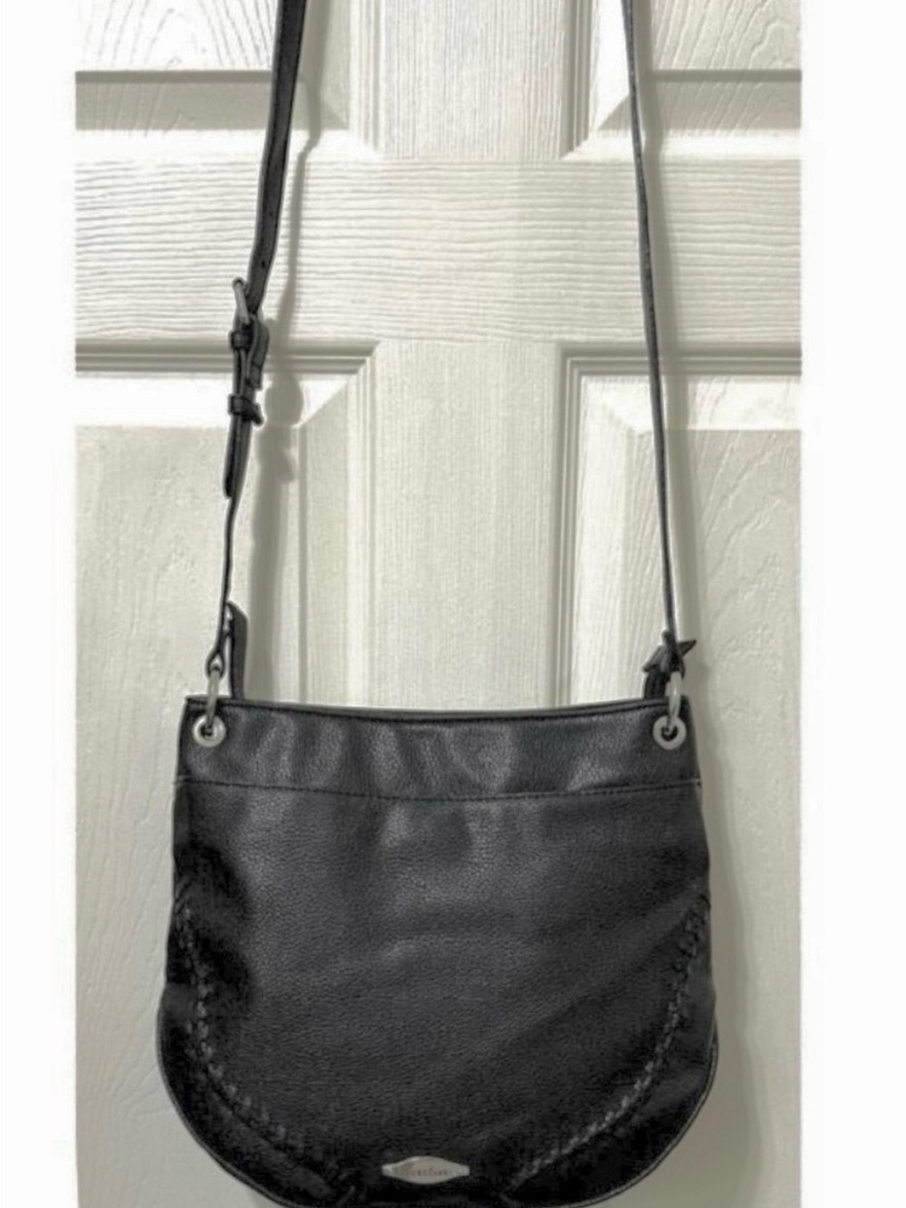 Franco Sarto Braided Front Black Crossbody Bag Handbag